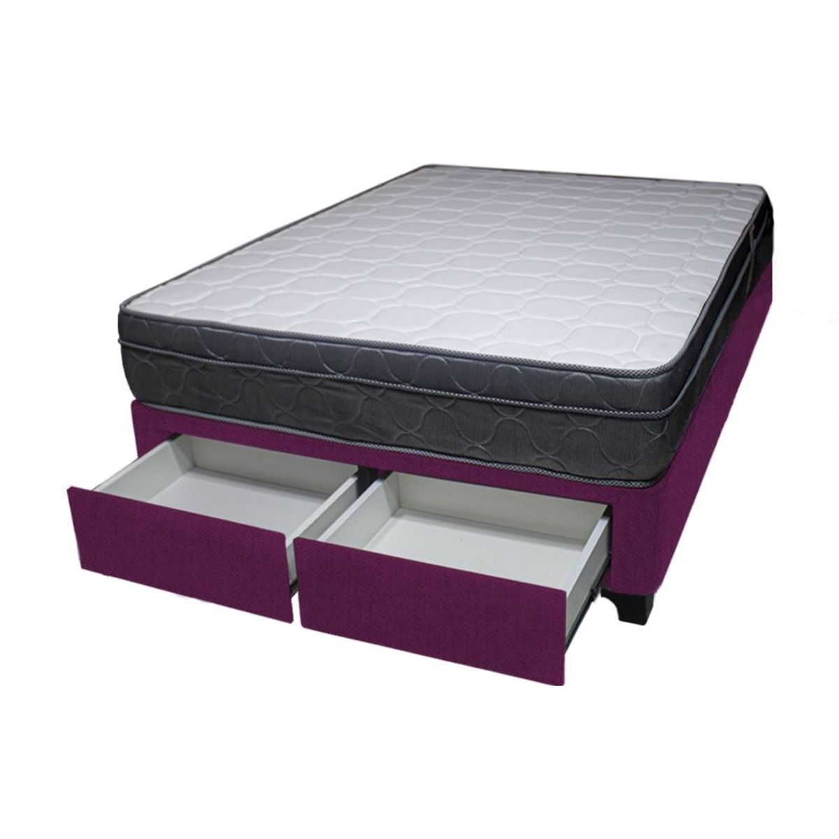 BARAKA HOME - Cama Turin + 2 Cajones 1.5 Plz + 1 Almohada - Purpura