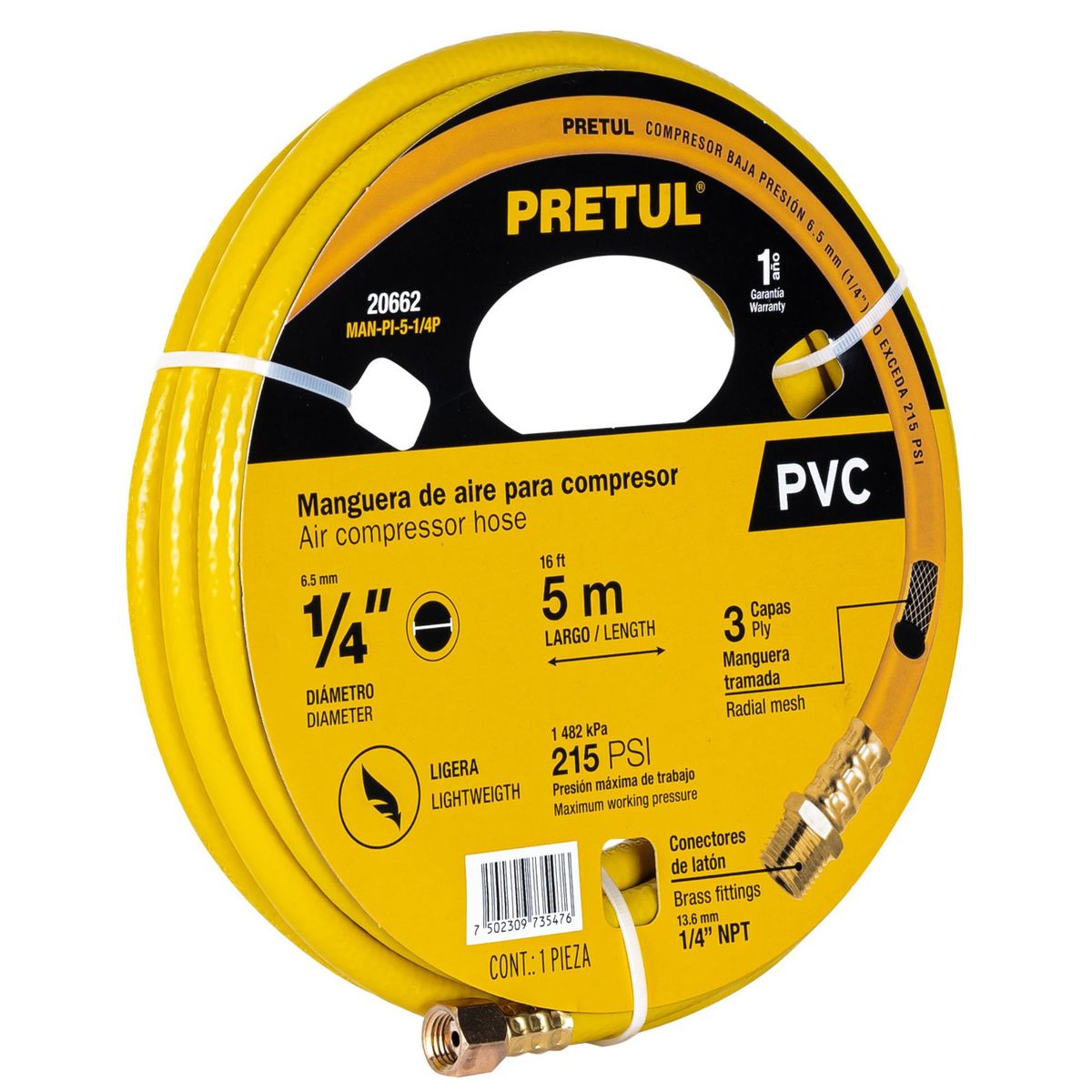 TRUPER - Manguera de aire para compresor  5m x 1-4 Truper pretul