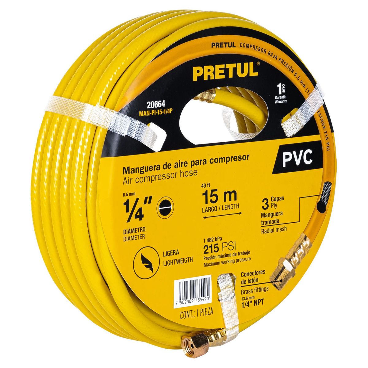 TRUPER - Manguera de aire para compresor  15 metros x 1-4 Truper pretul