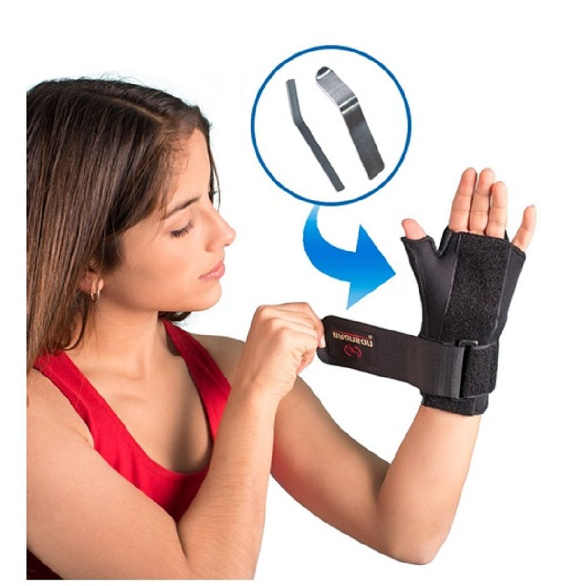 BRANSON - Muñequera ortopédica doble férula de aluminio Branson Talla L Derecha