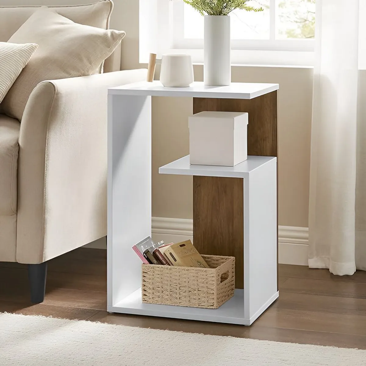 73 EXPERIENCE - Mesa auxiliar Cablack - Blanco & Caramelo - 73 Experience