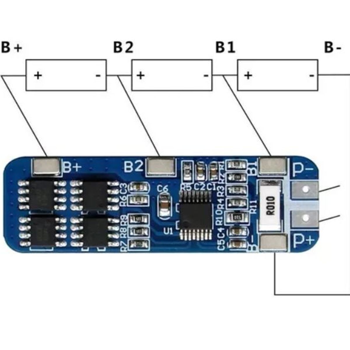 GENERICO - Circuito de Proteccion BMS 3S 12V 10A Para Li-ion