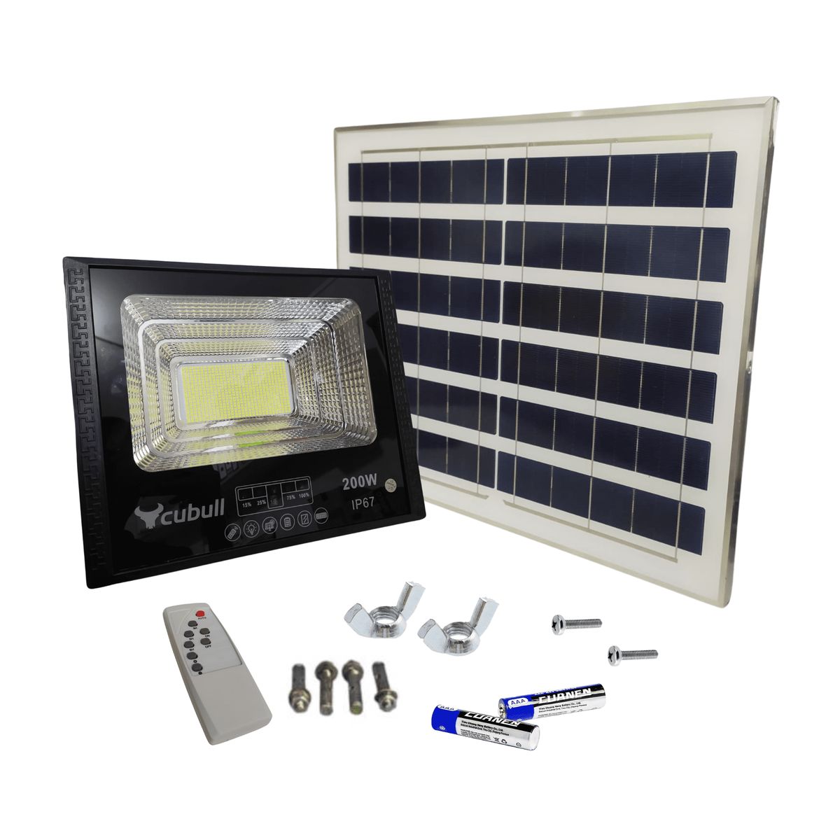 CUBULL - Reflector LED 200w con panel solar Cubull