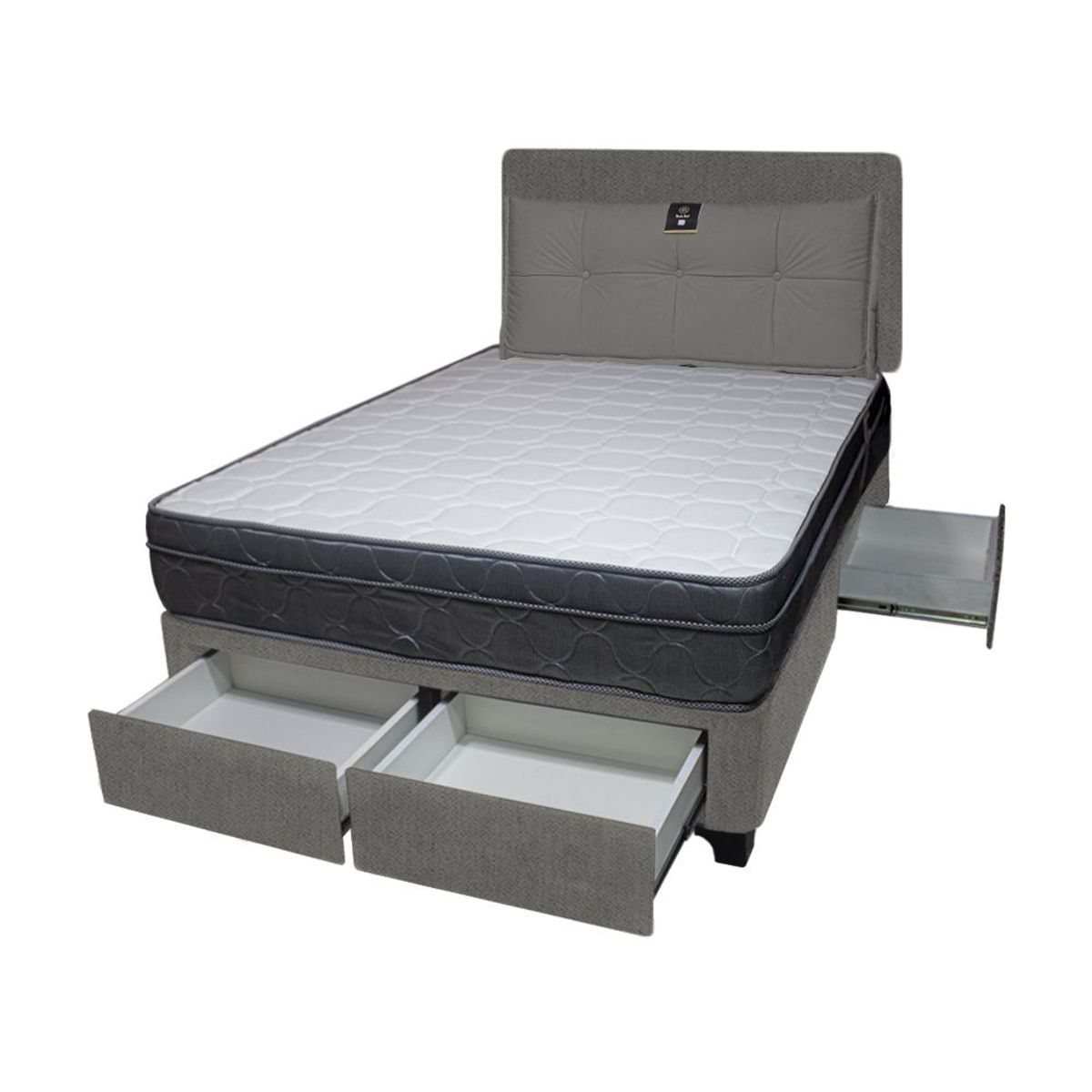 BARAKA HOME - Dormitorio Turin + 4 Cajones 2 Plz + Cabecera + Cojin - Gris Oscuro