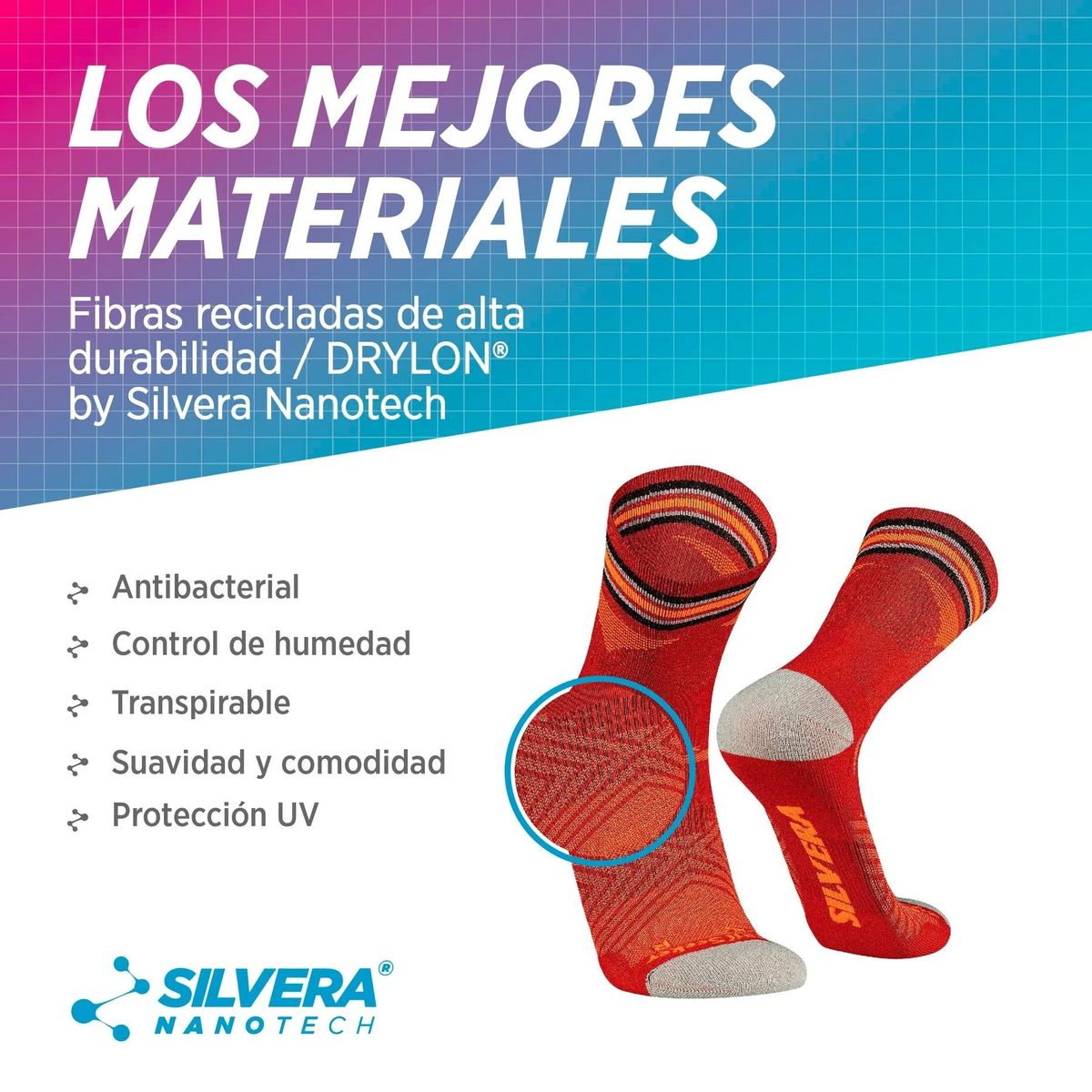 SILVERA NANOTECH - Medias deportivas de compresion trail running gym mujer hombre 2 Pack
