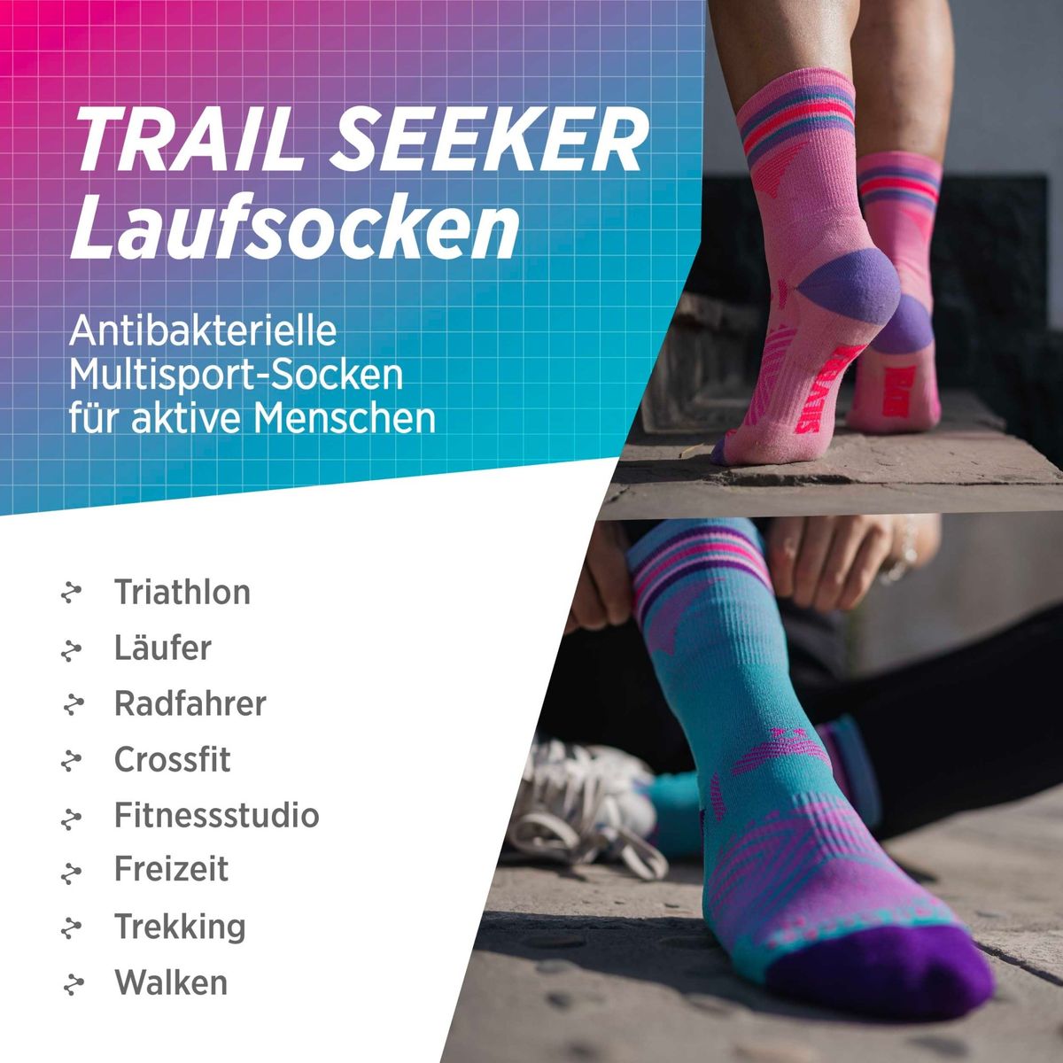 SILVERA NANOTECH - Medias deportivas de compresion trail running gym mujer hombre 2 Pack