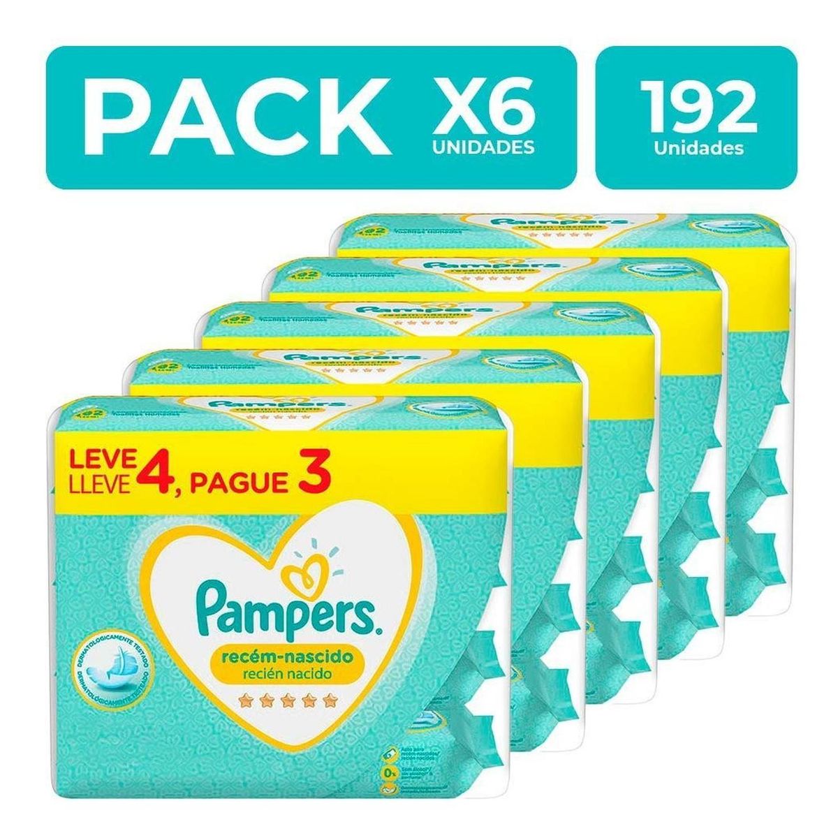 PAMPERS - Pack X6 Toallitas Húmedas Pampers Recién Nacido 192 unidades