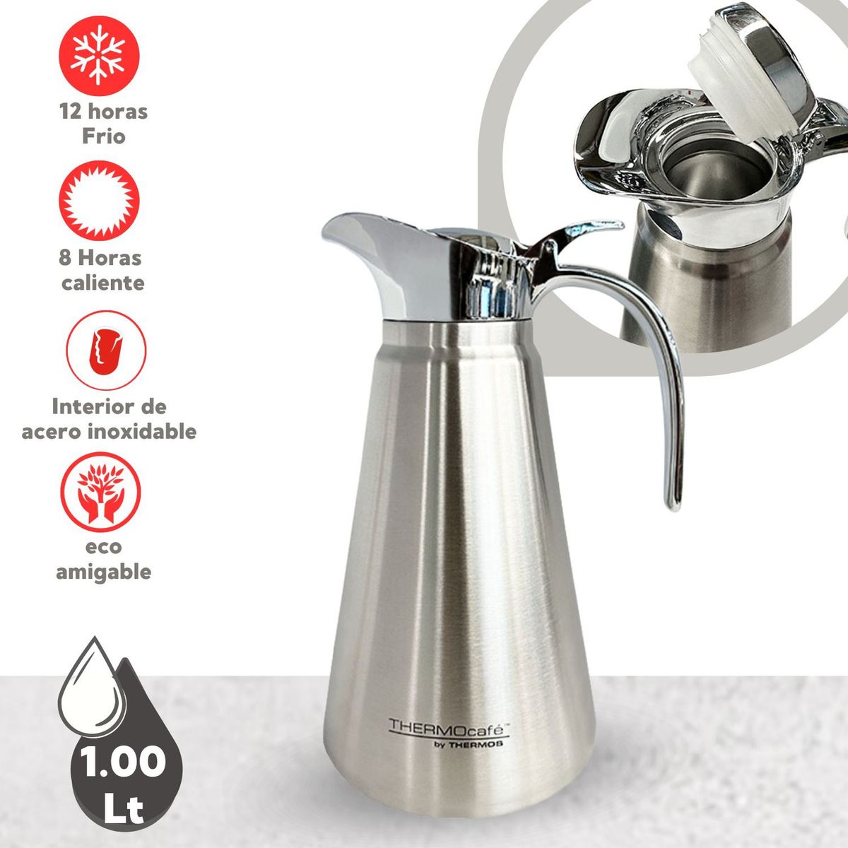 THERMOS - Termo 1 litro jarra de Acero swing Thermos