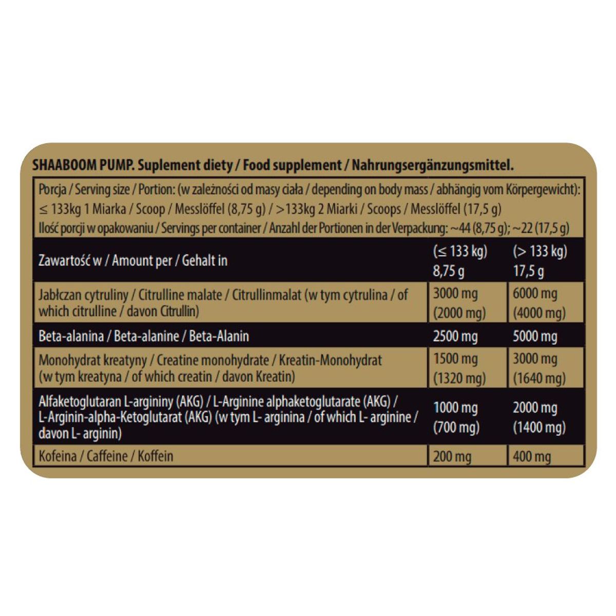 KEVIN LEVRONE - Pre entreno Kevin Levrone Shaaboom Pump 385 gr - 44 servicios