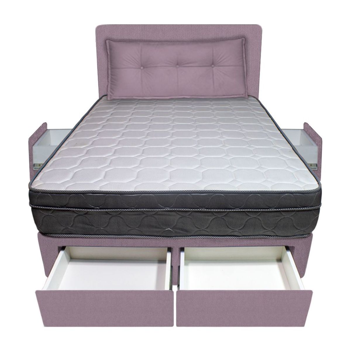 BARAKA HOME - Dormitorio Turin + 4 Cajones 2 Plz + Cabecera + Cojin - Lila