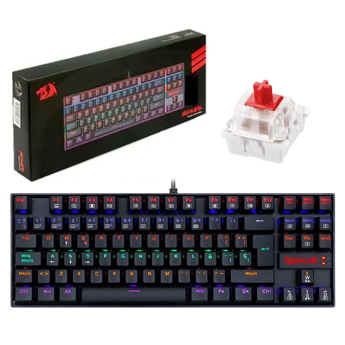 REDRAGON - TECLADO MECANICO REDRAGON KUMARA SWITCHES  RED K552RGB BLACK