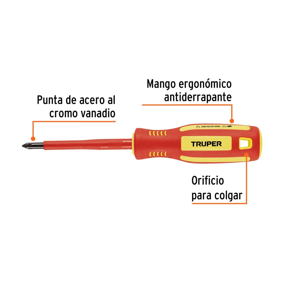 TRUPER - Desarmador dieléctrico de cruz 1000V 316 x 3 Truper
