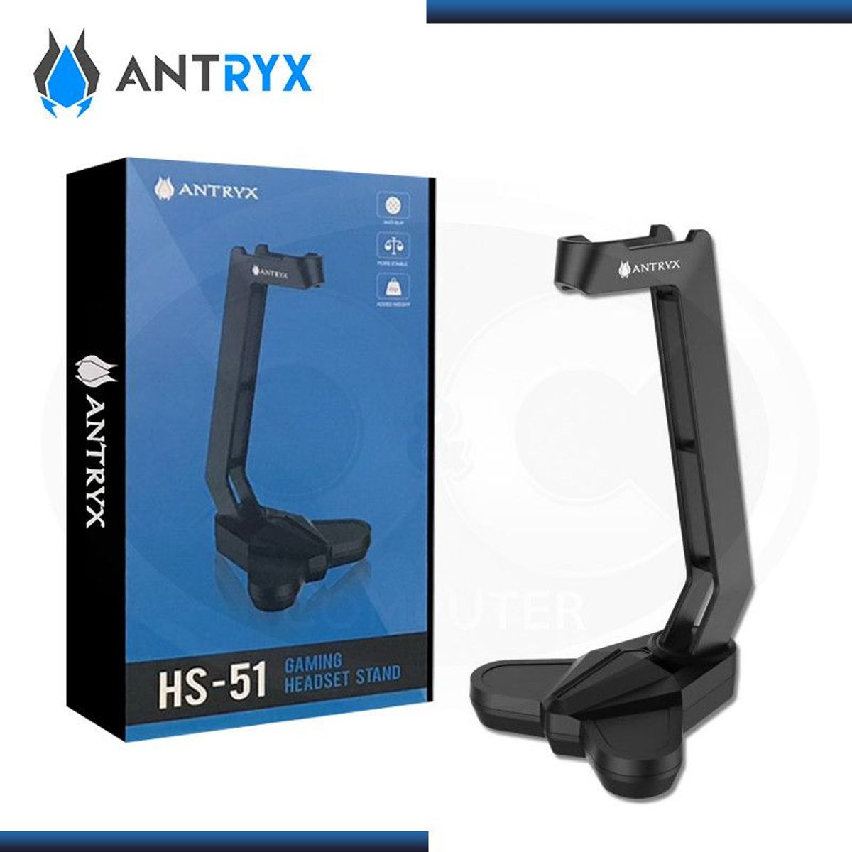 GENIUS - SOPORTE PARA  AUDIFONO / STAND ANTRYX HS-51 NEGRO (AHS-51KN)