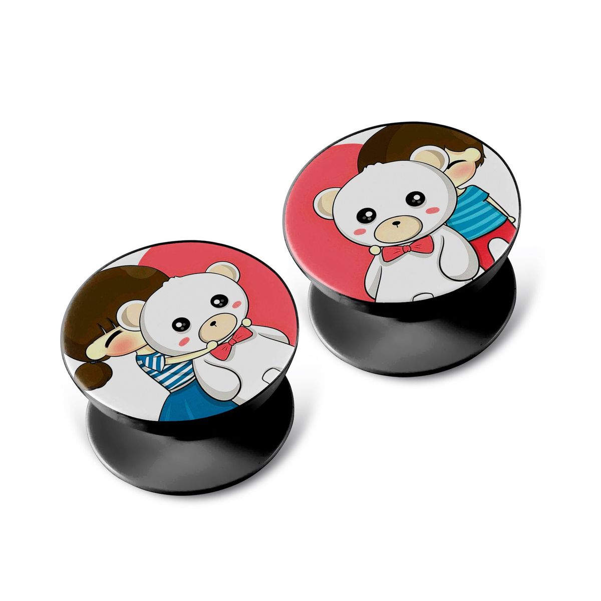 GENERICO - x2 Popclip Soporte de Celular Tablet Diseño Enamorados Pareja.