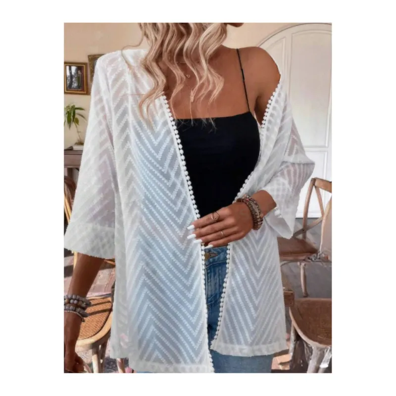 KAST PE - Kimono Capa Lukin Cardigan mujer casual L - Blanco
