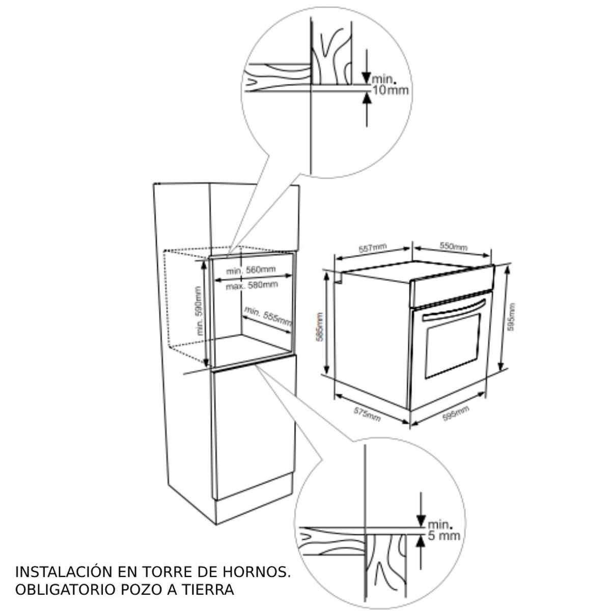 KITCHEN STUDIO - HORNO EMPOTRABLE ELECTRICO KITCHEN STUDIO 65 LITROS