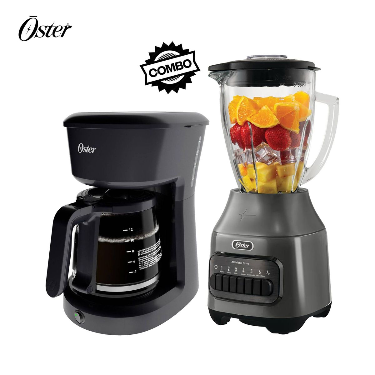 OSTER - Cafetera Oster de 12 tazas BVSTDCS12B + Licuadora 1.5Lt BLSTPEG-GPB