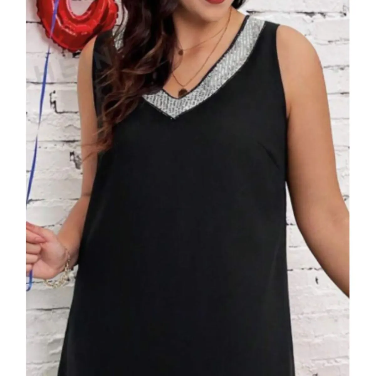 KAST PE - Vestido de Verano Siure Elegante con brillo con corte V - ML