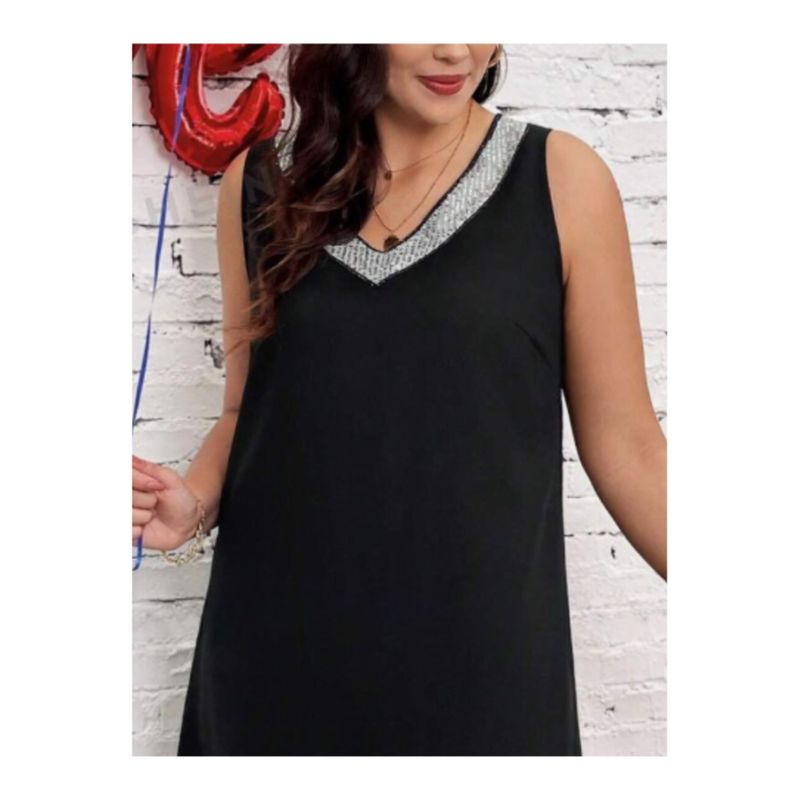 KAST PE - Vestido de Verano Siure Elegante con brillo con corte V - ML