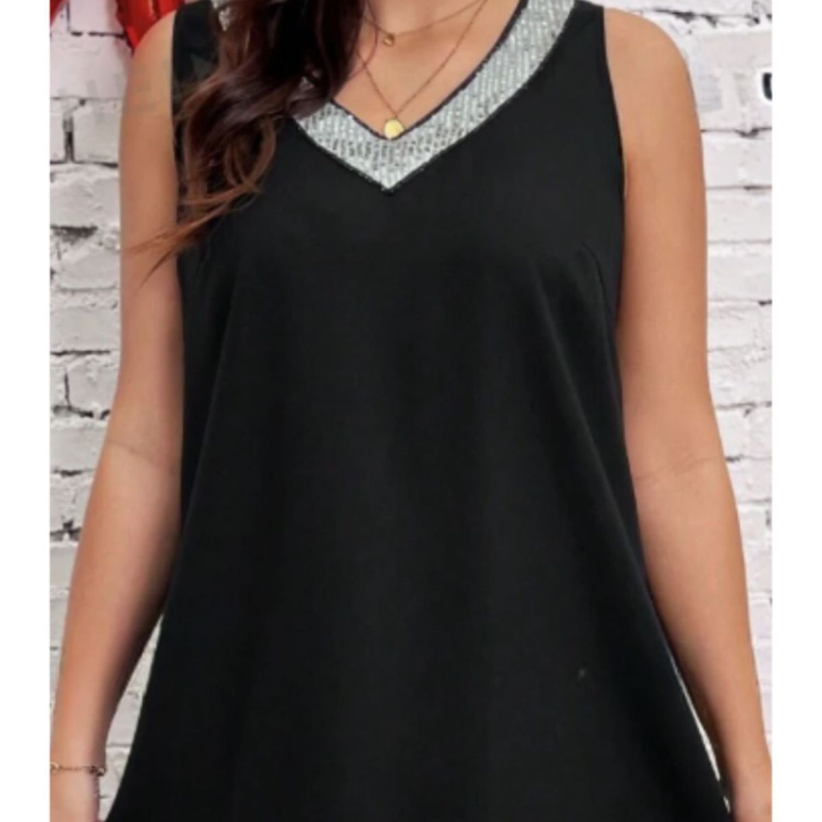 KAST PE - Vestido de Verano Siure Elegante con brillo con corte V - ML