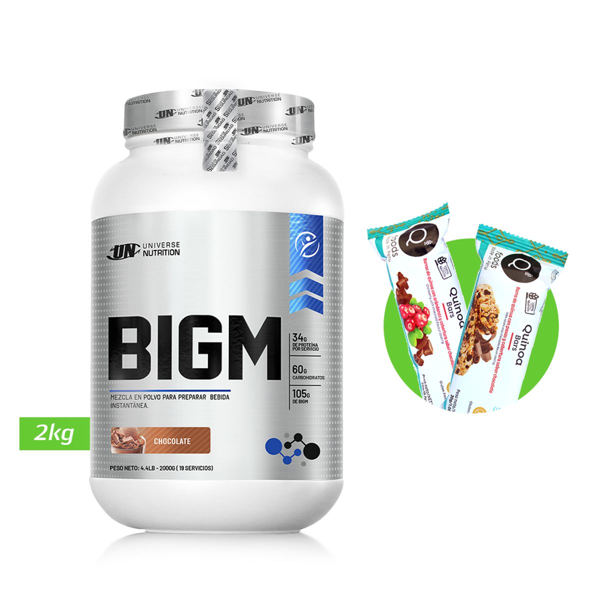 UNIVERSE NUTRITION - BIGM 2KG GANADOR DE MASA MUSCULAR UN CHOCOLATE+ REGALOS