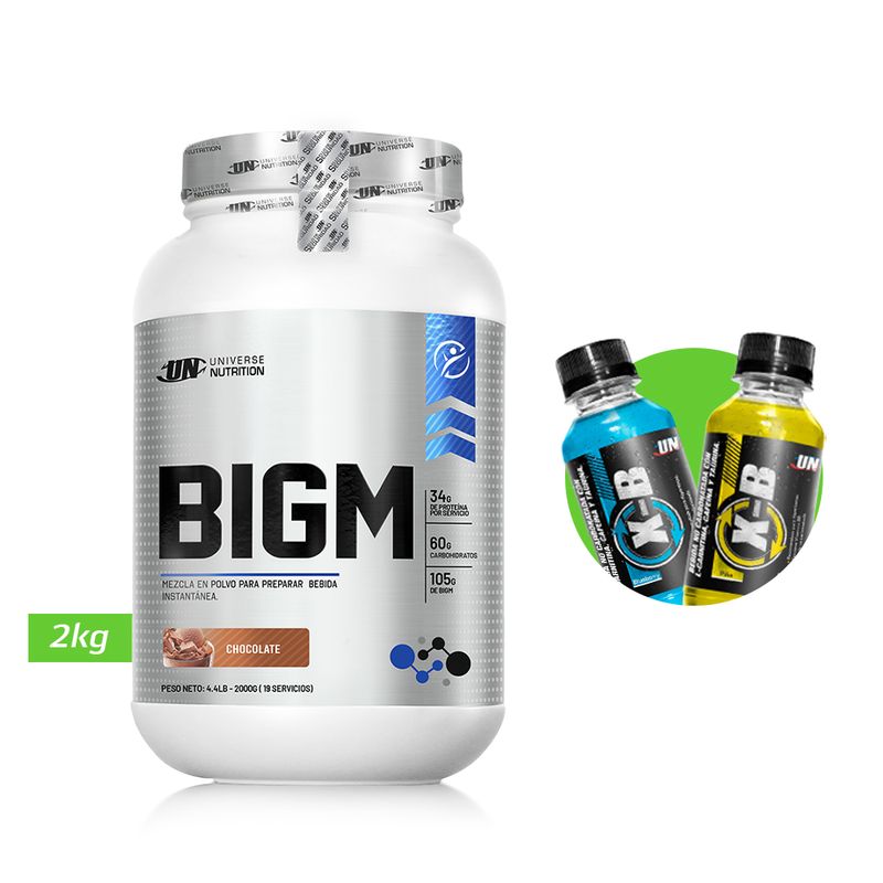 UNIVERSE NUTRITION - BIGM 2KG GANADOR DE MASA MUSCULAR UN CHOCOLATE+ REGALOS