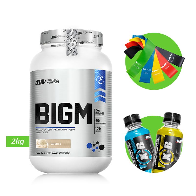 UNIVERSE NUTRITION - BIGM 2KG GANADOR DE MASA MUSCULAR UN VAINILLA + REGALOS