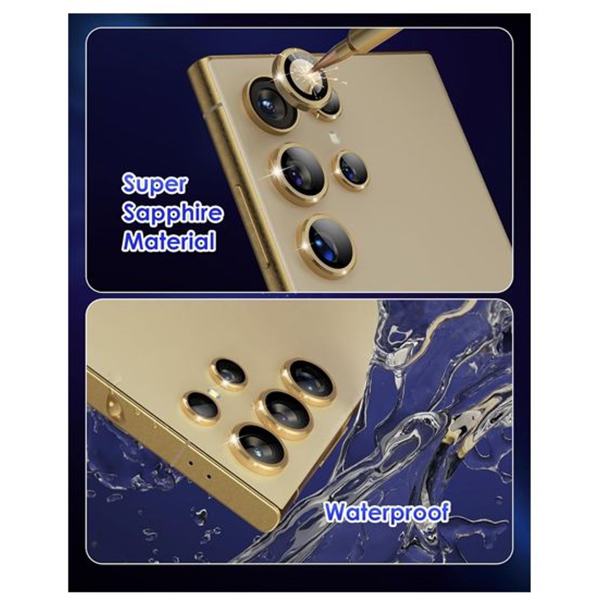 GENERICO - Mica de Vidrio Individual de Cámara Samsung S24 Ultra Dorado