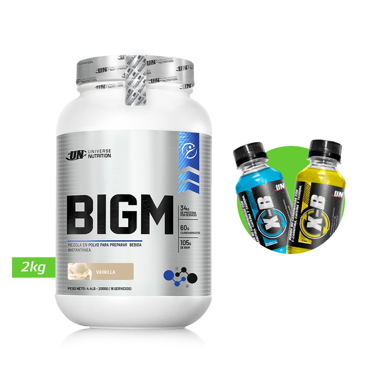UNIVERSE NUTRITION - BIGM 2KG GANADOR DE MASA MUSCULAR UN VAINILLA + REGALOS