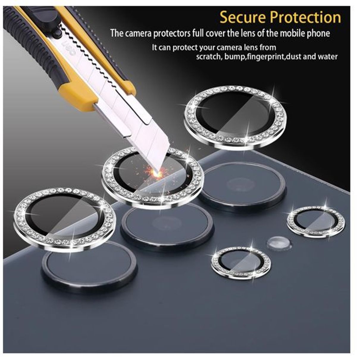 GENERICO - Mica Individual Diamonds de Cámara Samsung S24 Ultra Silver