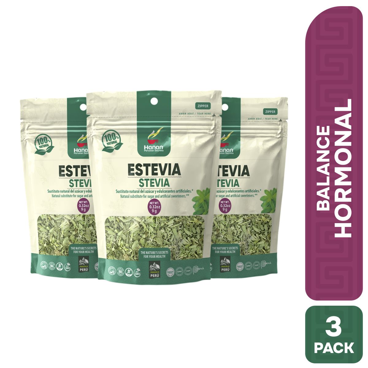 HANAN PERUVIAN SECRETS - Estevia Infusión Hanan Tripack 9g