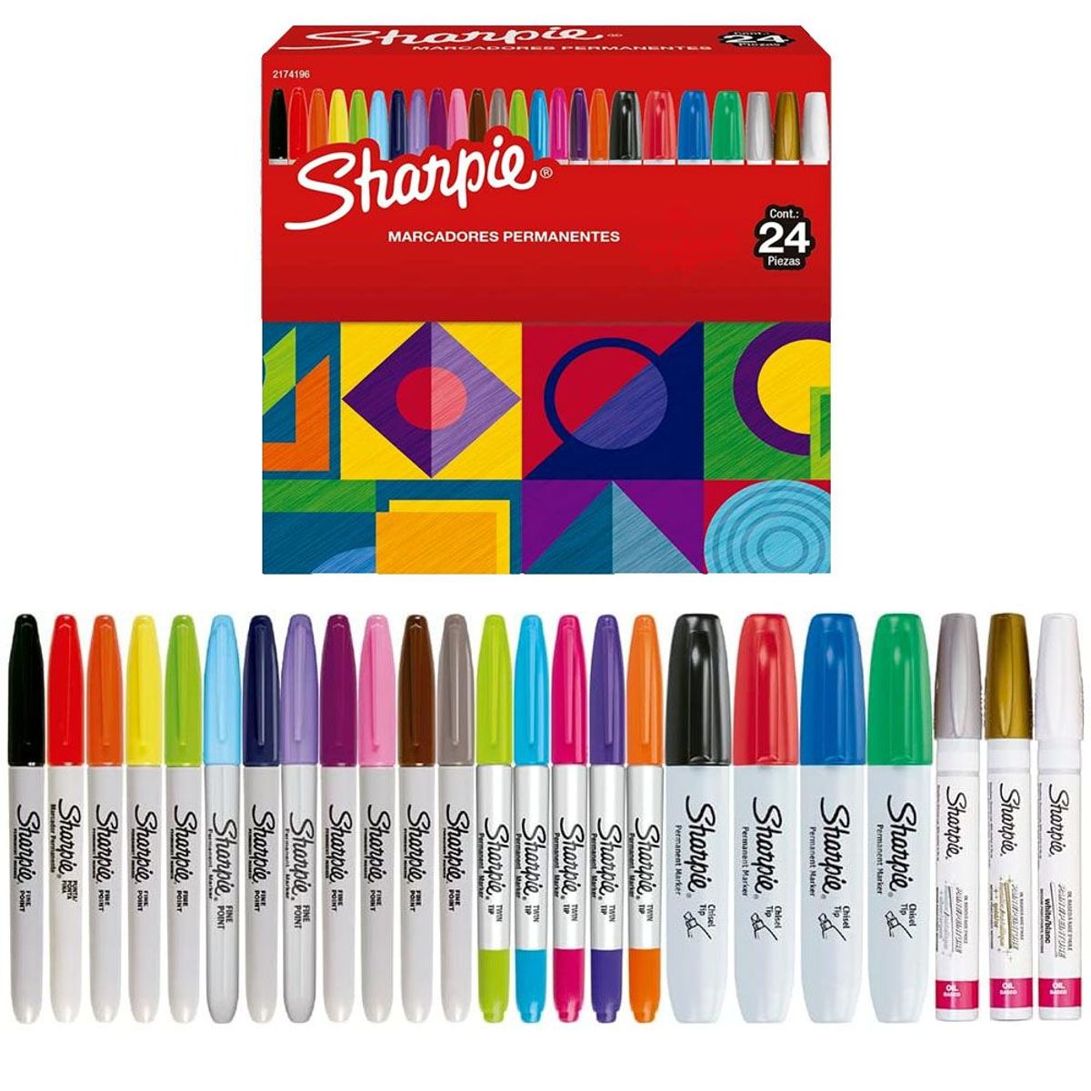 SHARPIE - Marcadores Permanentes varios tipos 24 und Sharpie 2174196