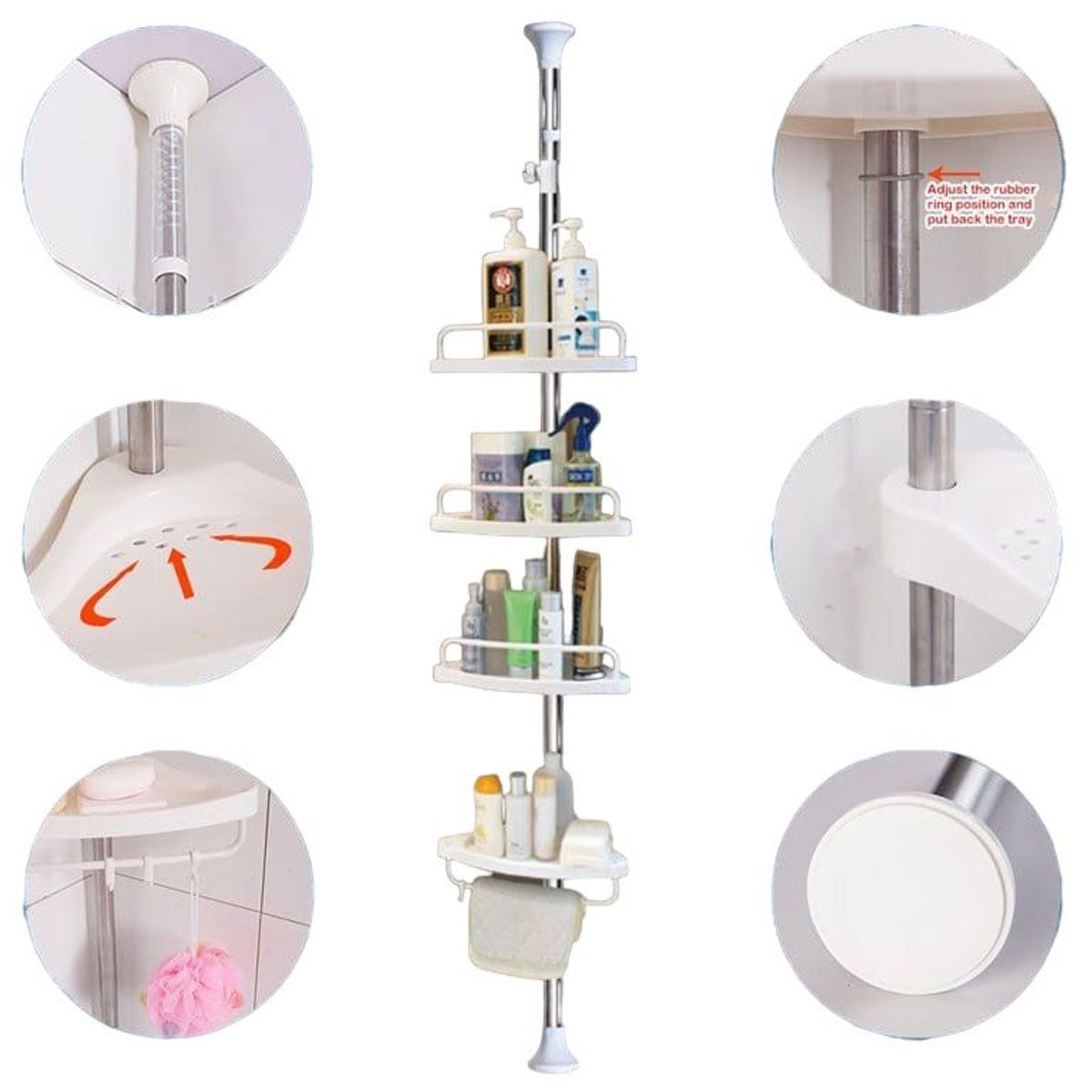 GENERICO - BAÑO AJUSTABLE CON ESTANTE DE ESQUINA MÚLTIPLE