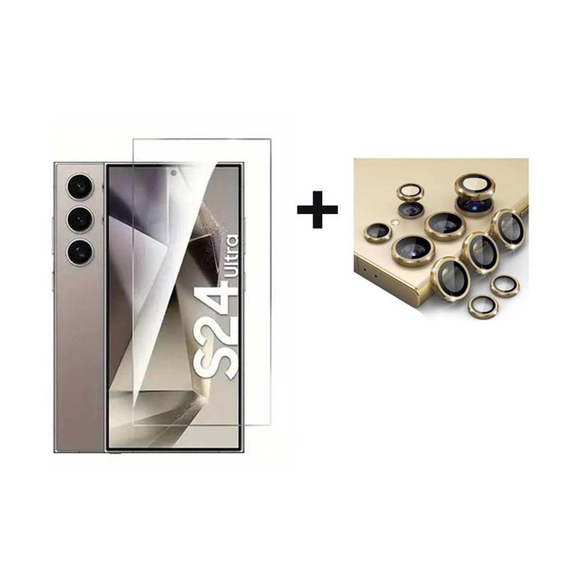 GENERICO - Vidrio Templado UV + Mica de Cámara para Samsung S24 Ultra Dorado