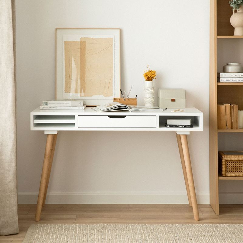 TU MESITA - Escritorio Vintage 1 cajón Berlin color Blanco TU MESITA