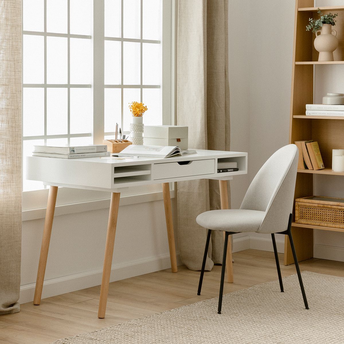 TU MESITA - Escritorio Vintage 1 cajón Berlin color Blanco TU MESITA