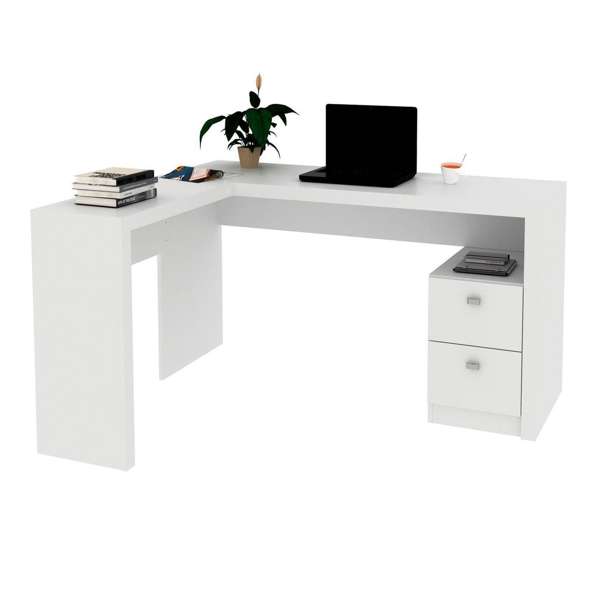 TU MESITA - Escritorio Práctico 2 cajones Amy color Blanco TU MESITA