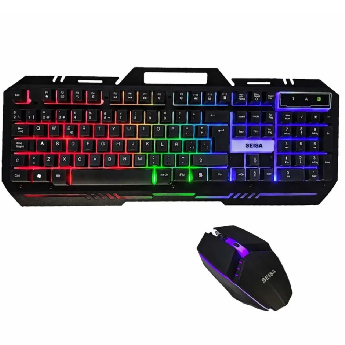 SEISA - Teclado y Mouse Gamer Luces Rgb Pc Laptop Alambrico Seisa