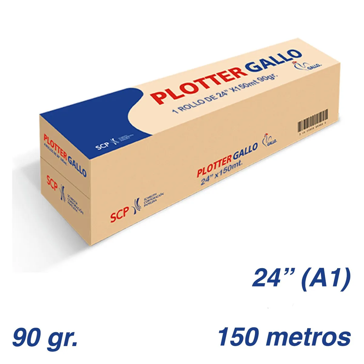 GALLO - ROLLO PAPEL PLOTTER BOND GALLO 90 GR 24" X 150 MTS (A1)