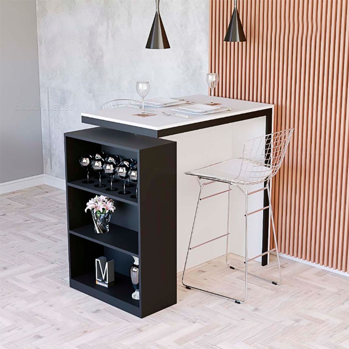 TU MESITA - Mesa Desayunador Buenos Aires 2 personas NegroBlanco TU MESITA