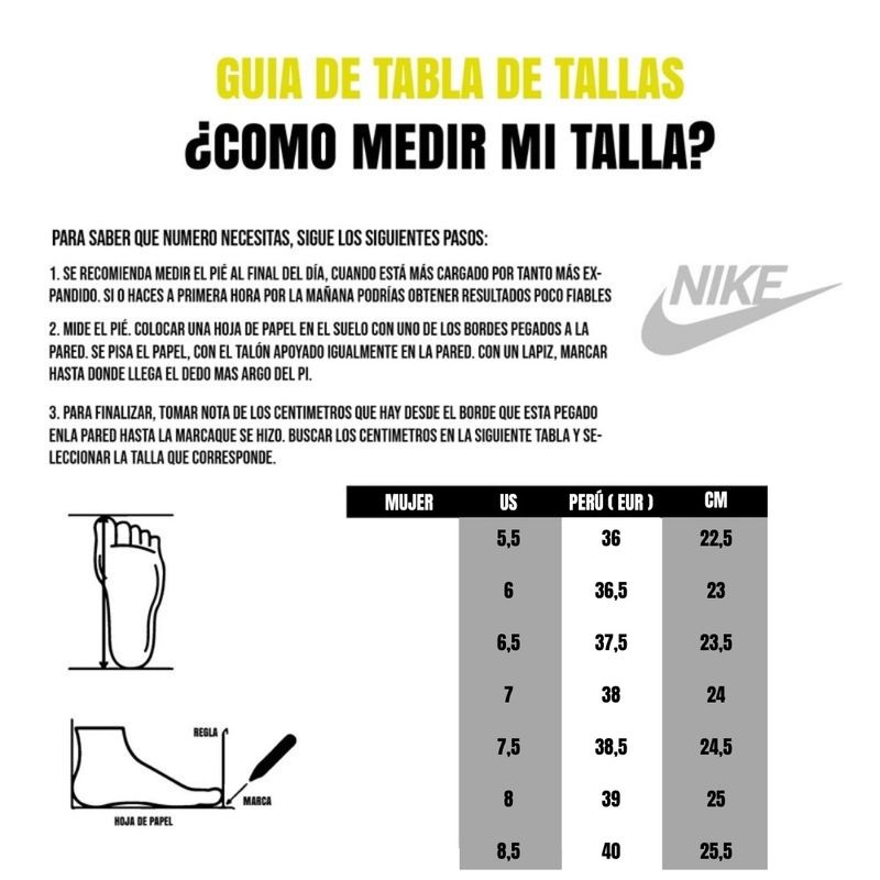 Nike Court Vision Guia De Tallas Nike Peru Mujer ZAPATILLAS NIKE