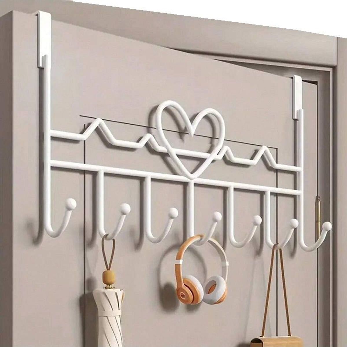 GENERICO - Perchero para puerta colgador para sacos y carteras - Blanco