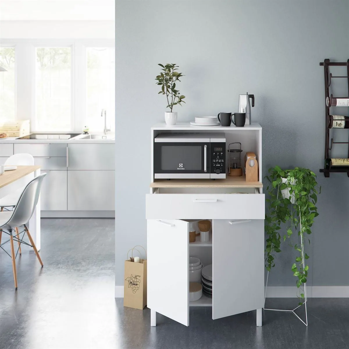 TU MESITA - Mueble para Microondas Moderno Robert Blanco TU MESITA