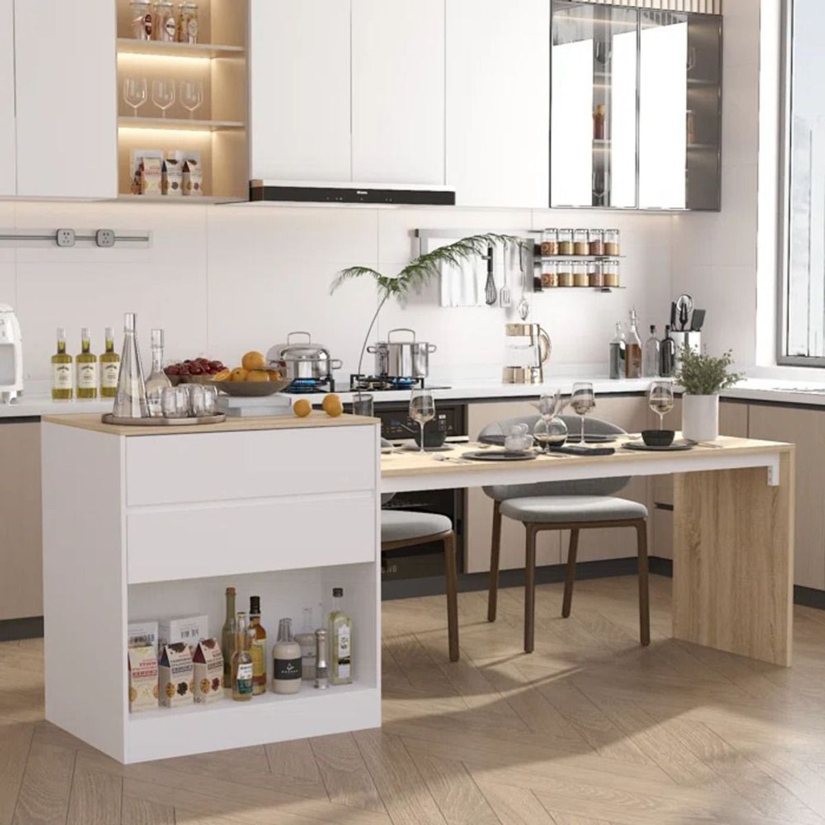 TU MESITA - Isla para Cocina Moderna Ventura color BlancoDuna TU MESITA