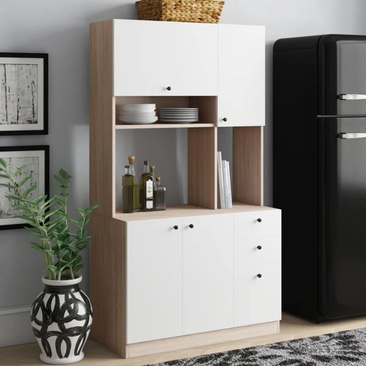 TU MESITA - Mueble para Microondas con Organizador Pascual color BlancoDuna TU MESITA