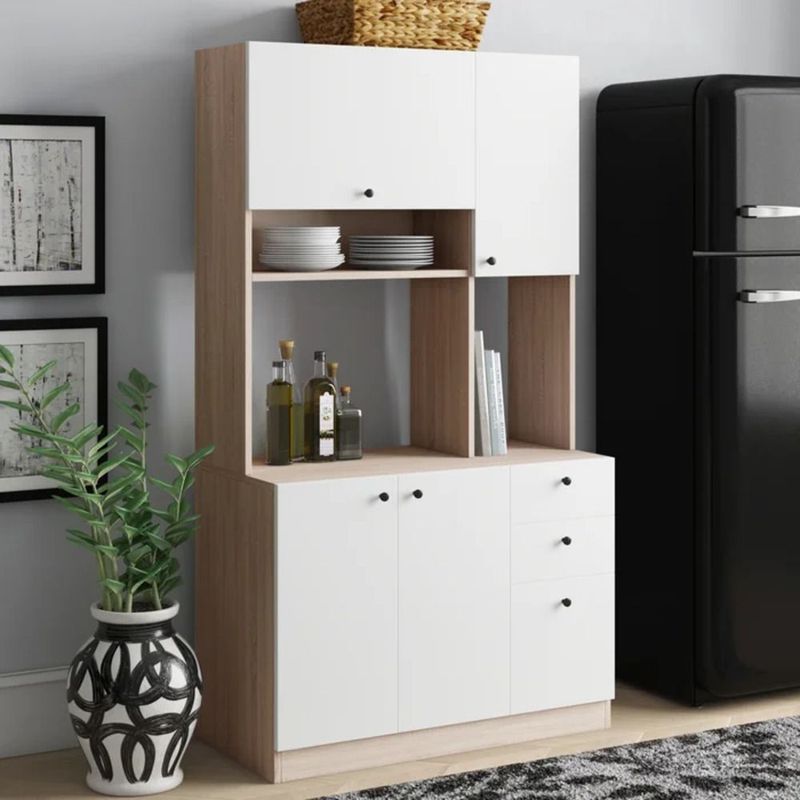 TU MESITA - Mueble para Microondas con Organizador Pascual color BlancoDuna TU MESITA