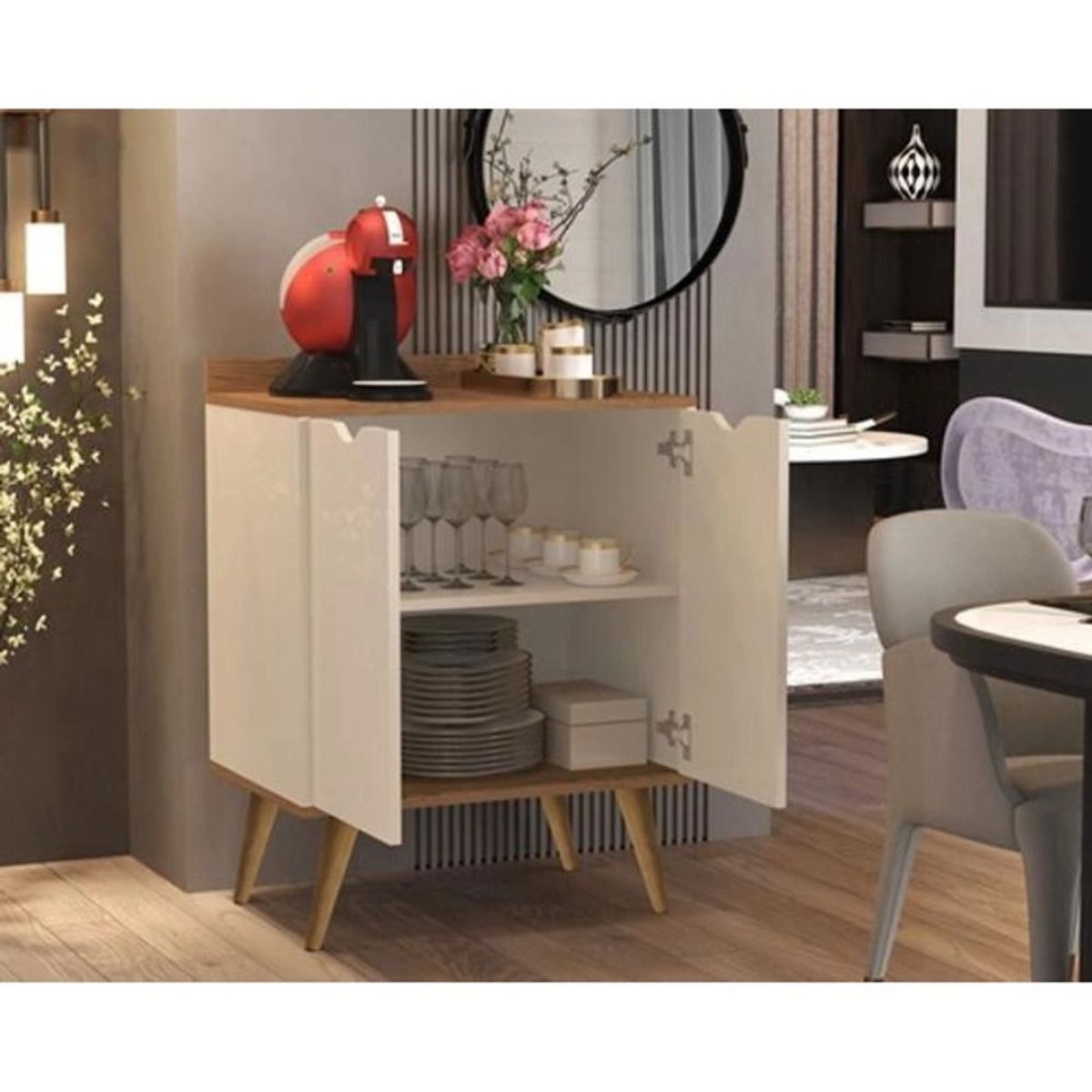 TU MESITA - Moderna Alacena para cocina 2 puertas Barbara Color BlancoDuna TU MESITA