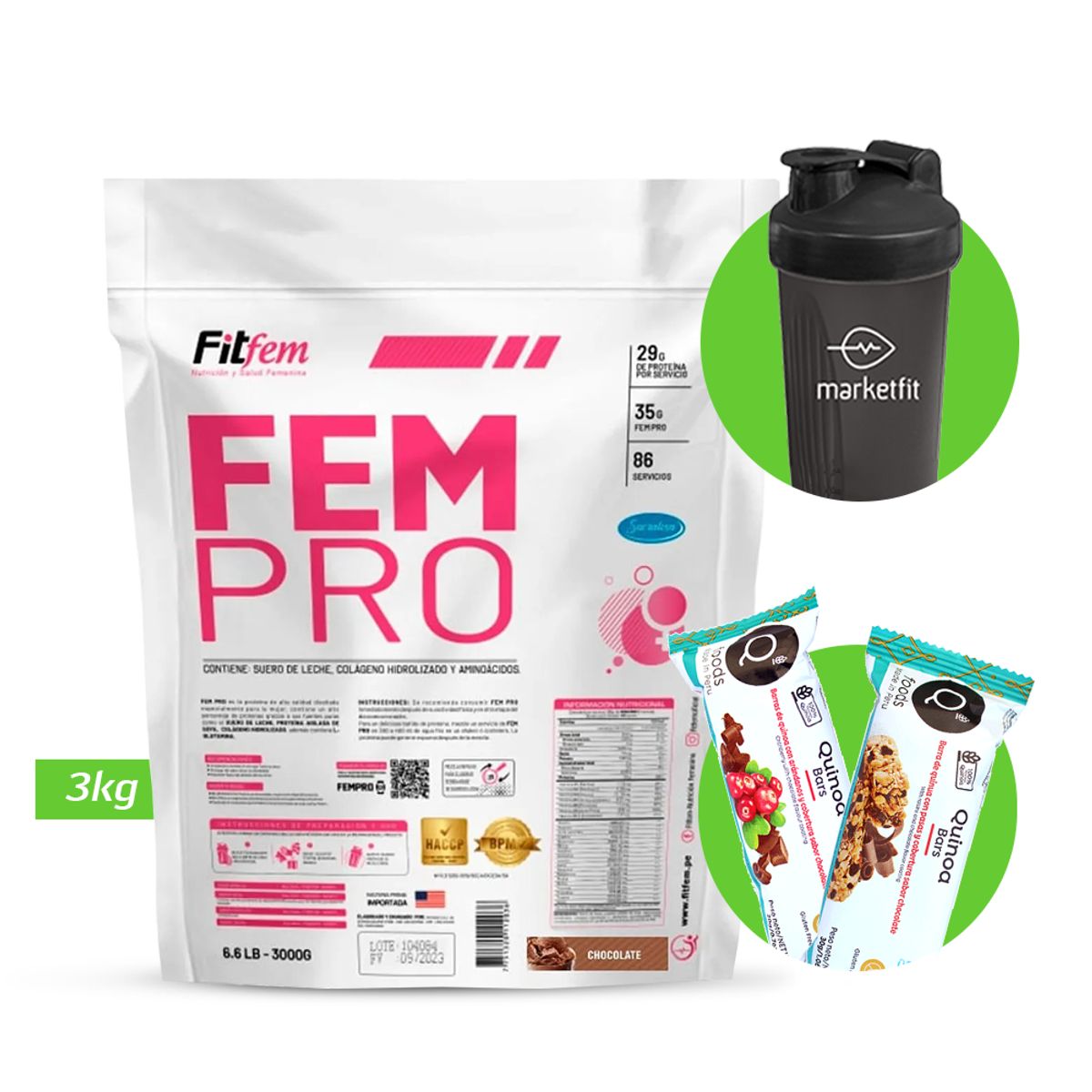 FITFEM - FEM PRO 3KG PROTEINA FITFEM Chocolate + REGALOS