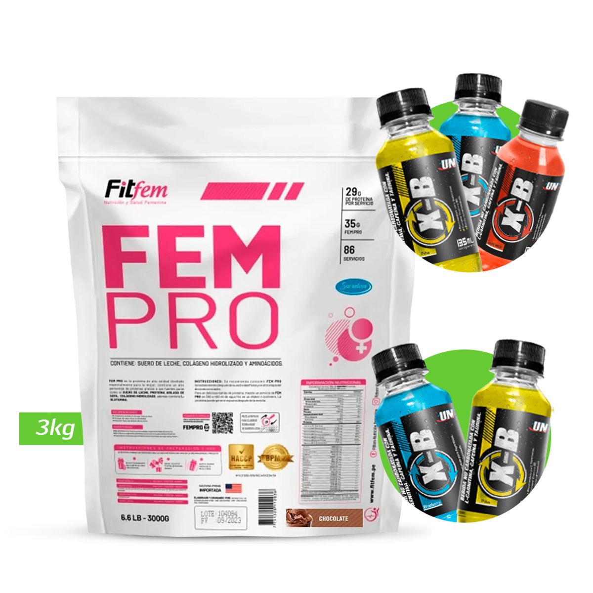 FITFEM - FEM PRO 3KG PROTEINA FITFEM Chocolate + REGALOS