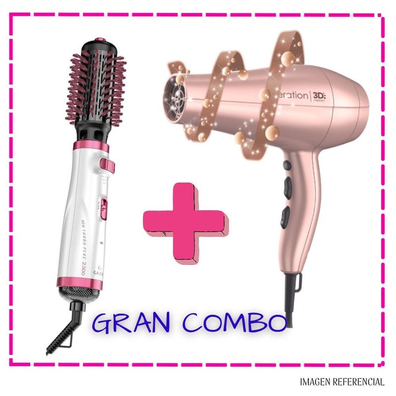 GAMA - Combo Secadora Gama Keration+Cepillo Secador Gama New Turbo Anti-frizz